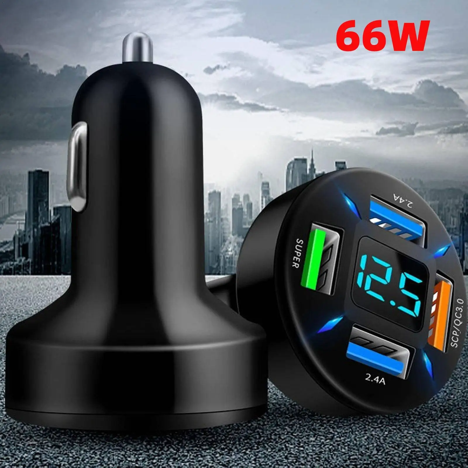 66W Car Charger Quick Charge Cigarette Lighter Adapter 4-Port USB A+USB C Fast Charging Phone Charger For For Smartphone Laptop
66W Car Charger Quick Charge Cigarette Lighter Adapter 4-Port USB A+USB C Fast Charging Phone Charger For For Smartphone Laptop