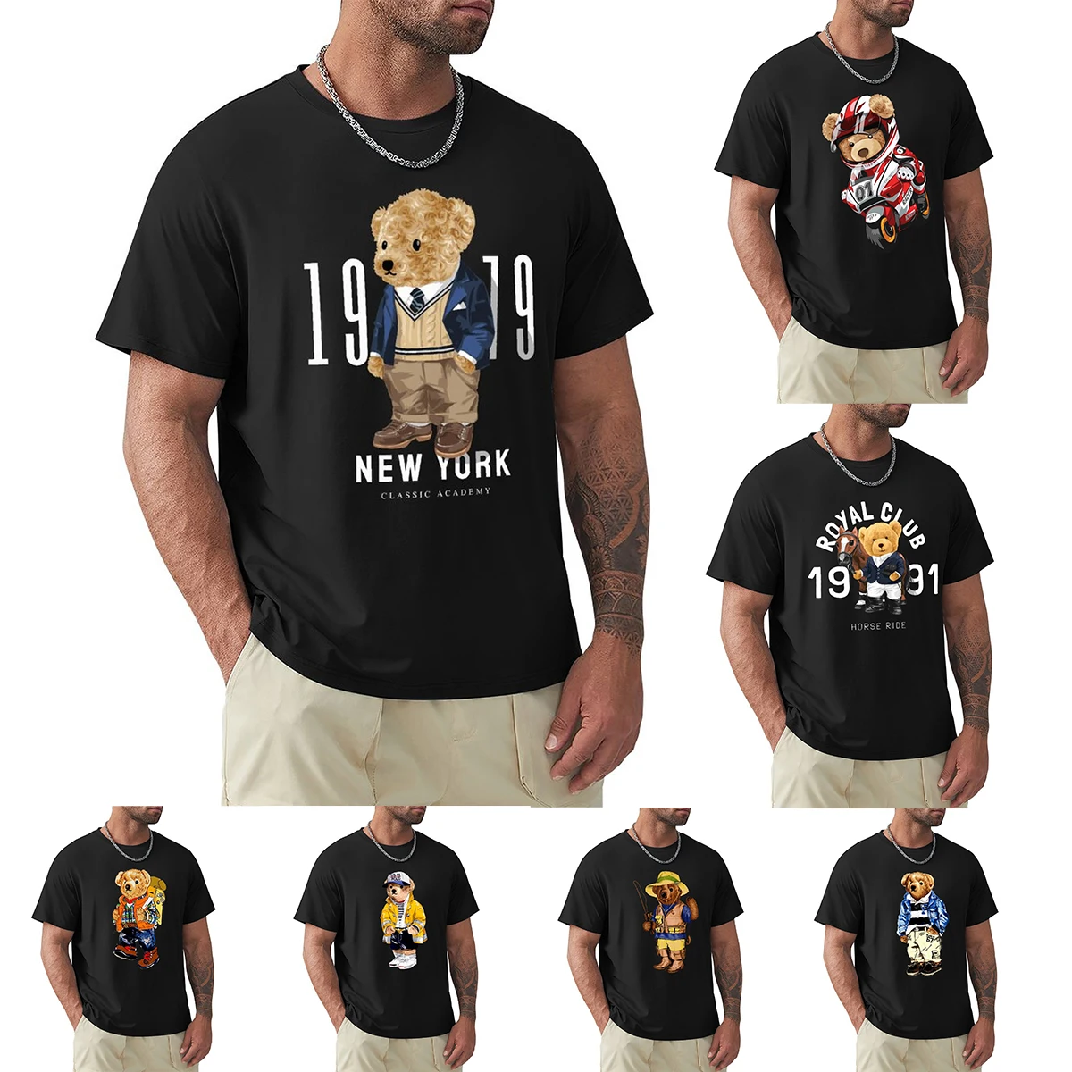 2022 Summer T-shirt Teddy Bear T Shirts Male Short Sleeved Casual Loose O-Neck 100% cotton Tees Harajuku Streetwear Men TShirt
2022 Summer T-shirt Teddy Bear T Shirts Male Short Sleeved Casual Loose O-Neck 100% cotton Tees Harajuku Streetwear Men TShirt