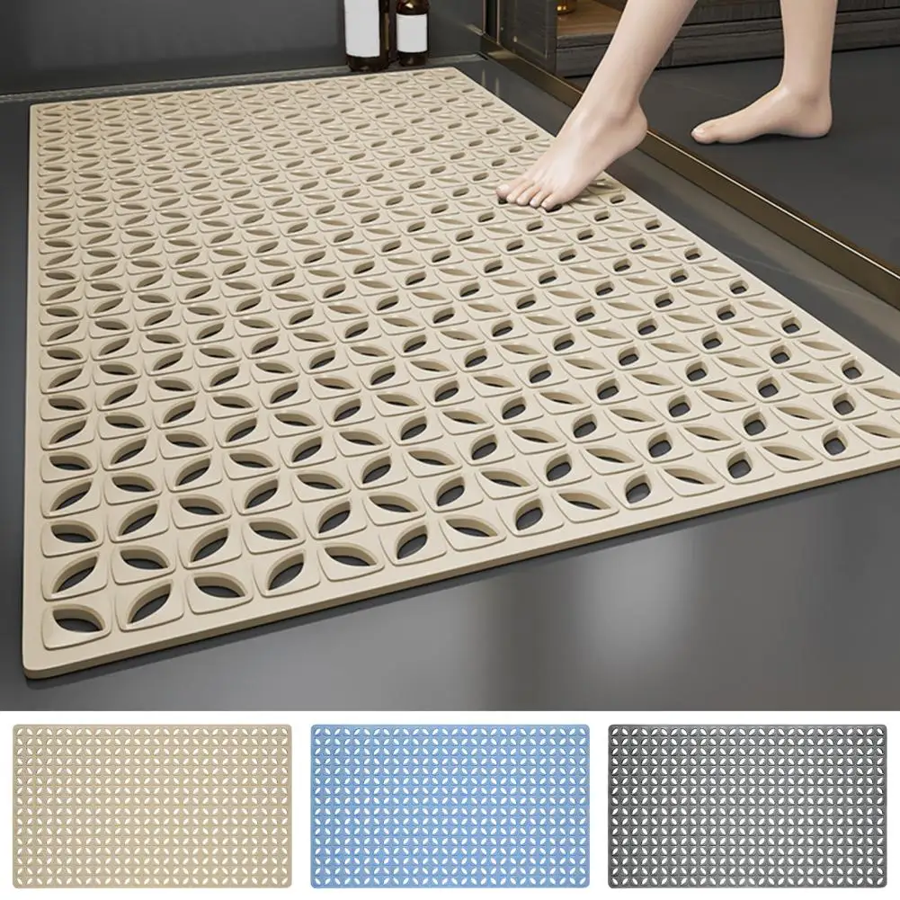 Прямоугольный напольный коврик для ванной, нескользящий эластичный половой ковер с несколькими сливными отверстиями из пластика, аксессуары для ванной комнаты
Прямоугольный напольный коврик для ванной, нескользящий эластичный половой ковер с несколькими сливными отверстиями из пластика, аксессуары для ванной комнаты