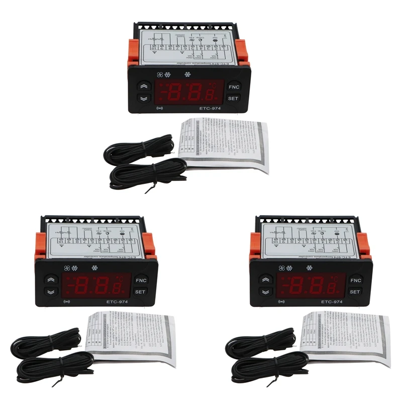 2X ETC-974 Digital Temperature Controller Microcomputer Thermostats Thermostat Refrigeration Alarm 220V NTC Sensor
2X ETC-974 Digital Temperature Controller Microcomputer Thermostats Thermostat Refrigeration Alarm 220V NTC Sensor