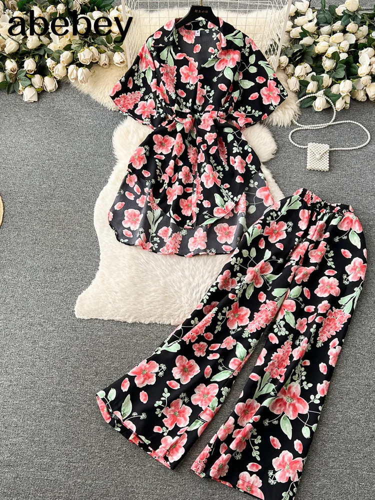 Women's Fashion Gradient Pants Set Short Sleeve Button Up Shirts+Summer Casual Woman Print Floral Loose Trousers Suit
Women's Fashion Gradient Pants Set Short Sleeve Button Up Shirts+Summer Casual Woman Print Floral Loose Trousers Suit