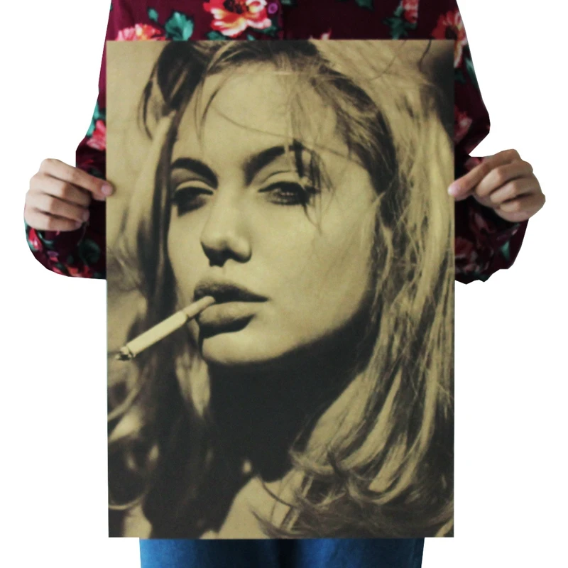 European and American star Angelina Jolie poster kraft paper bar cafe decoration painting art wall stickers
European and American star Angelina Jolie poster kraft paper bar cafe decoration painting art wall stickers