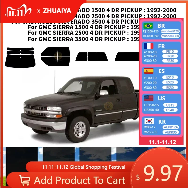 Нанокерамическая Автомобильная УФ-пленка Precut для окон, автомобильная оконная пленка для CHEVROLET SILVERADO 2500 4 DR PICKUP 1992-2000
Нанокерамическая Автомобильная УФ-пленка Precut для окон, автомобильная оконная пленка для CHEVROLET SILVERADO 2500 4 DR PICKUP 1992-2000