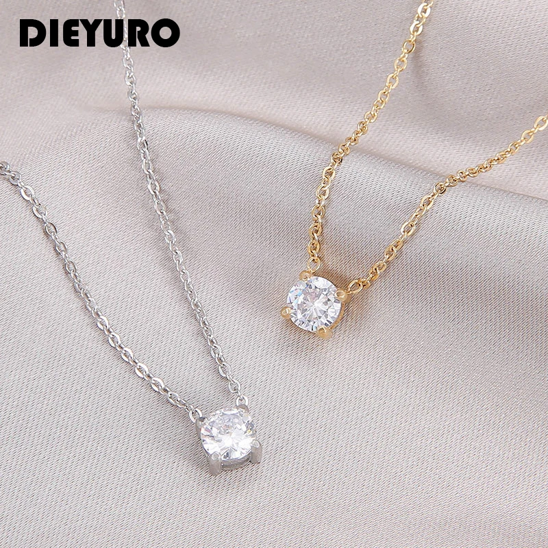 DIEYURO 316L Stainless Steel Zircon Necklace For Women Fashion Classic Ladies Clavicle Chain 2-Color Girls Jewelry Party Gift
DIEYURO 316L Stainless Steel Zircon Necklace For Women Fashion Classic Ladies Clavicle Chain 2-Color Girls Jewelry Party Gift