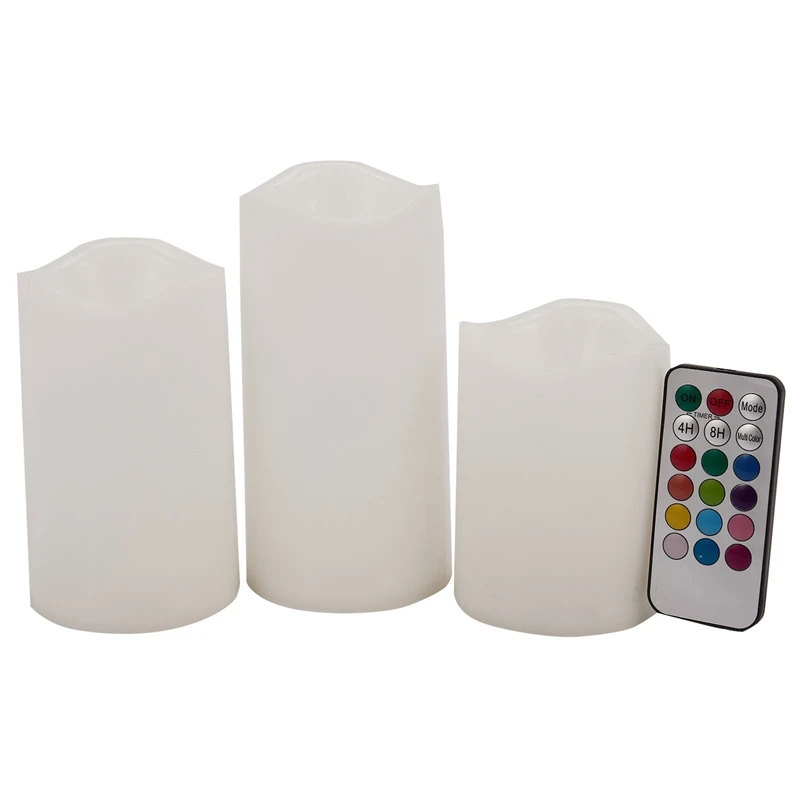 3Pcs Set LED Multicolored Flameless Electronic Candles Outdoor & Indoor Color Changing Candles Light With Multi-Function Timer R
3Pcs Set LED Multicolored Flameless Electronic Candles Outdoor & Indoor Color Changing Candles Light With Multi-Function Timer R