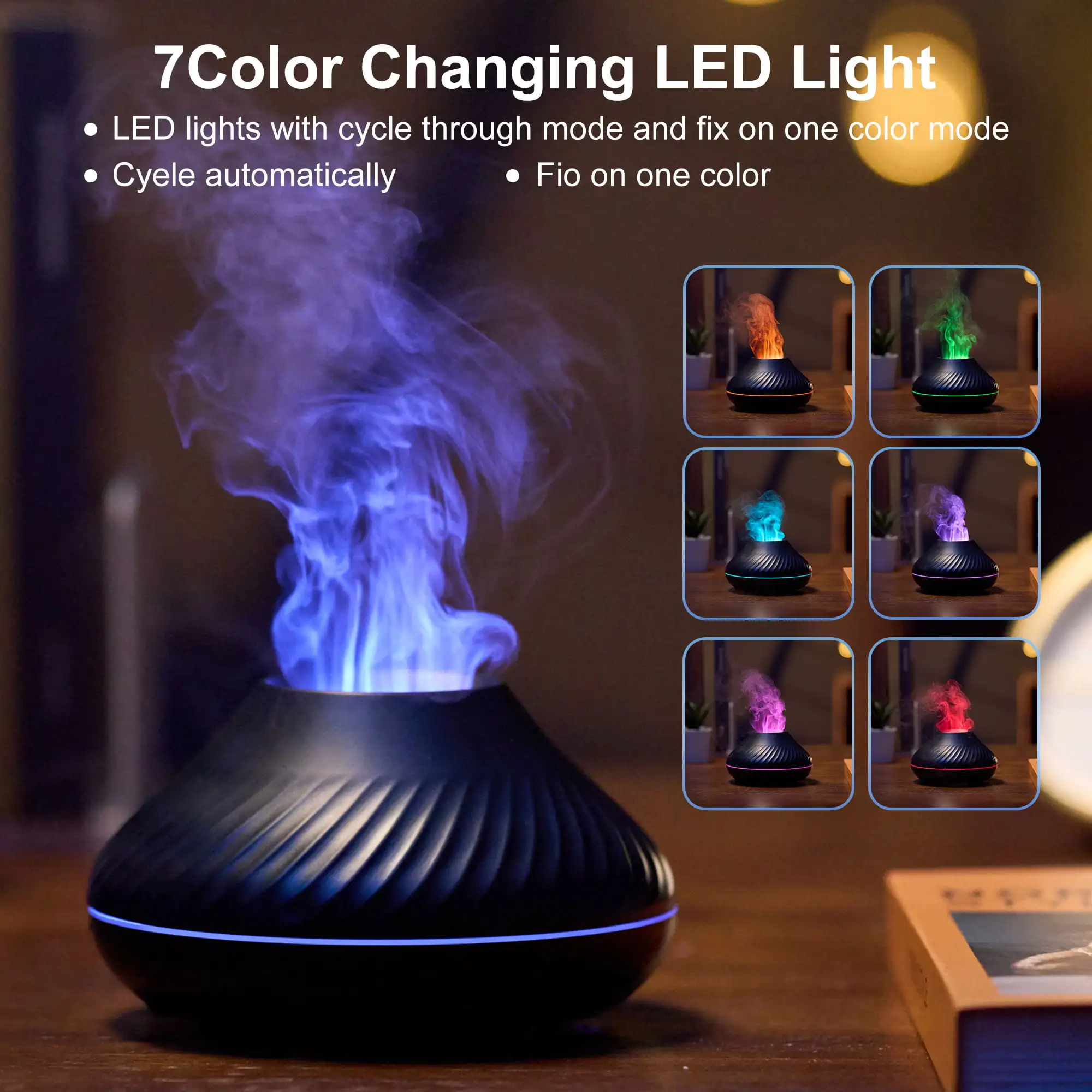 Flame Essential Oil Diffuser with 7 Color Lights, 130ML Aromatherapy Cool Humidifier for Bedroom Home, Black
Flame Essential Oil Diffuser with 7 Color Lights, 130ML Aromatherapy Cool Humidifier for Bedroom Home, Black