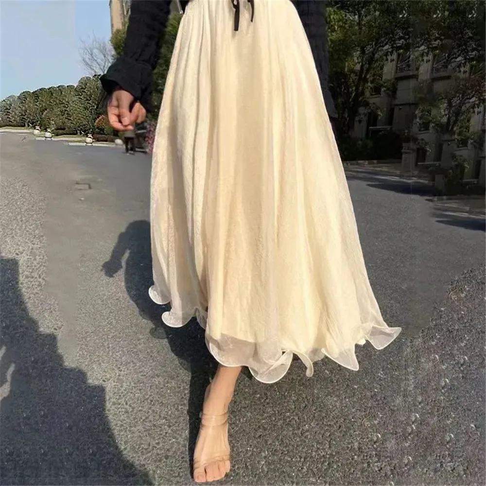 Double-Layer Elegant Tulle Pleated Skirt Women Summer Spring A-Line High Waist Gauze Skirts Female Aesthetic Black Faldas Mujer
Double-Layer Elegant Tulle Pleated Skirt Women Summer Spring A-Line High Waist Gauze Skirts Female Aesthetic Black Faldas Mujer
