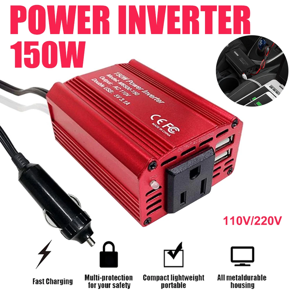 150W Car Power Inverter DC 12V to AC 110/220V Converter Auto Charger Converter Adapter Modified Sine Wave EU US Socket
150W Car Power Inverter DC 12V to AC 110/220V Converter Auto Charger Converter Adapter Modified Sine Wave EU US Socket