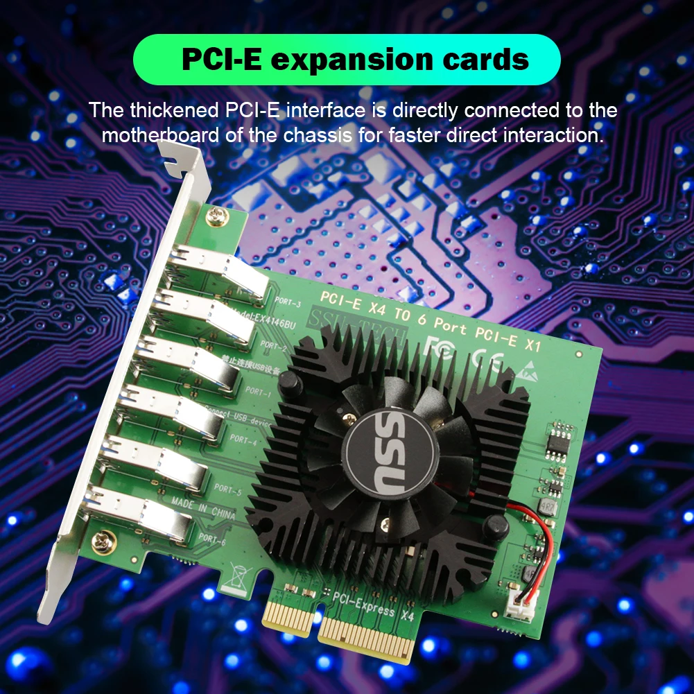 Карта расширения EU4146BU PCI-E 4X к USB 3,0, от 1 до 6 USB, карта расширения X4/X8/X16, усилитель, карта расширения для майнинга, 5 Гбит/с, 6 портов, Pcie удлинитель
Карта расширения EU4146BU PCI-E 4X к USB 3,0, от 1 до 6 USB, карта расширения X4/X8/X16, усилитель, карта расширения для майнинга, 5 Гбит/с, 6 портов, Pcie удлинитель