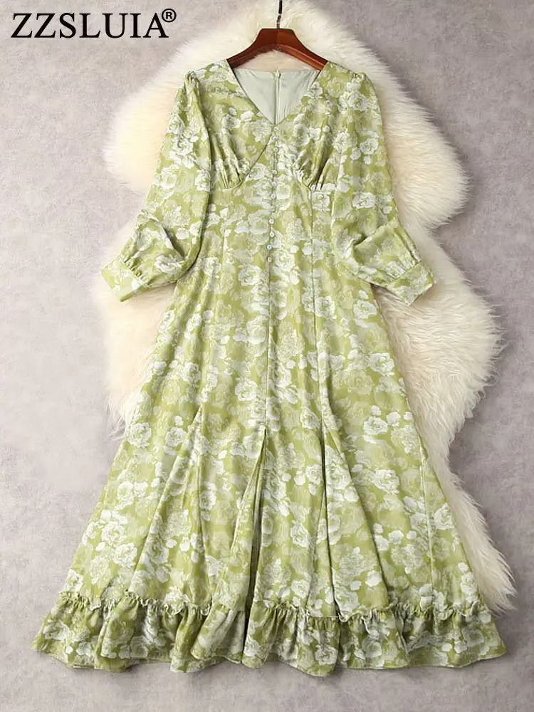 ZZSLUIA France Elegant Dresses For Women Flower Printed Ruffles Hem Designer Slim Long Dress Fashion One Piece Female Clothing
ZZSLUIA France Elegant Dresses For Women Flower Printed Ruffles Hem Designer Slim Long Dress Fashion One Piece Female Clothing