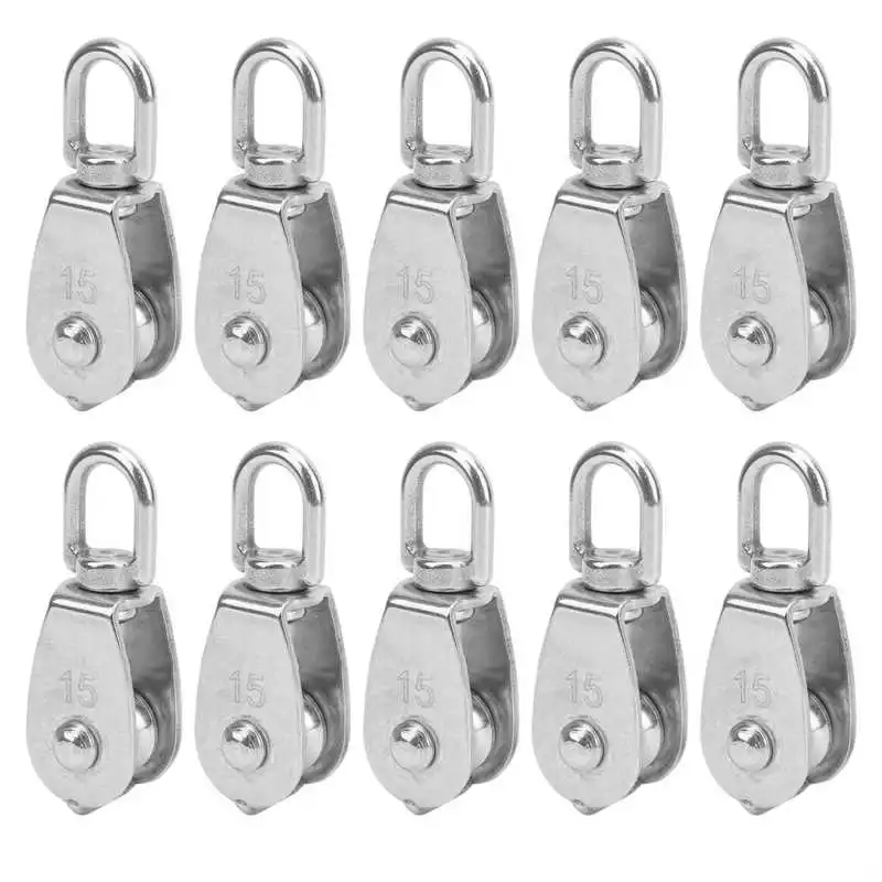 10Pcs M15 Pulley Block 304 Stainless Steel Heavy Duty Traction Wheel Single/Double Wheel Lifting Rope Block Wholesale
10Pcs M15 Pulley Block 304 Stainless Steel Heavy Duty Traction Wheel Single/Double Wheel Lifting Rope Block Wholesale