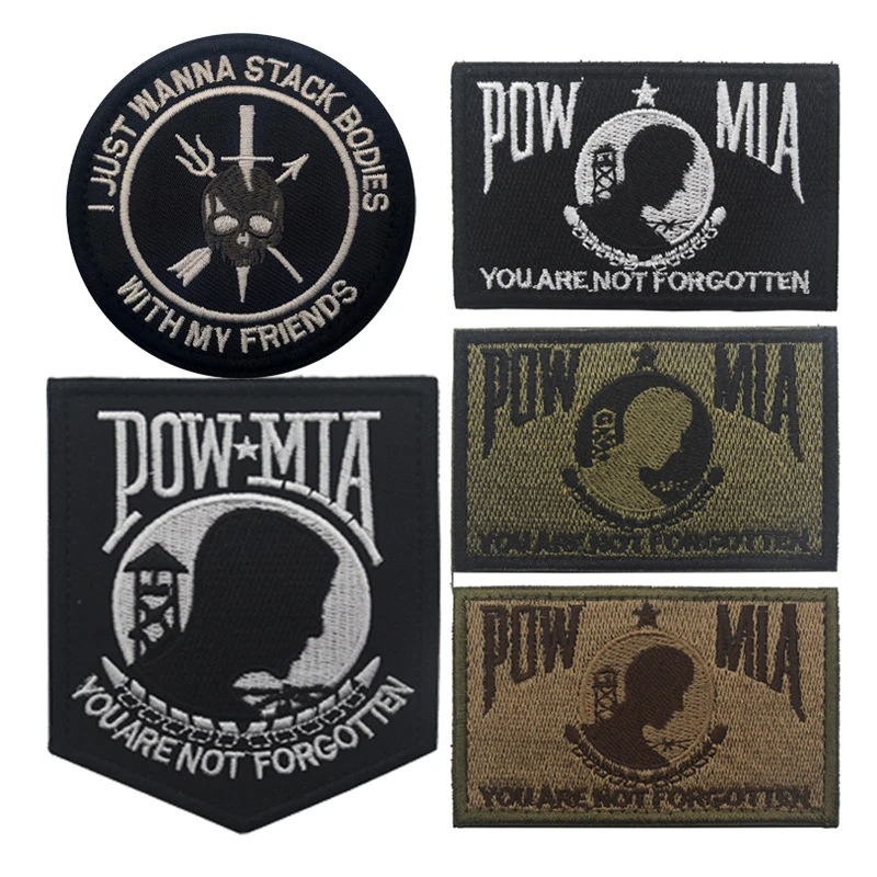 Tactical Embroidery POW MIA Badge You Will Not Forget POW Hook Patches Military Morale Clothes Backpack Sticker Velcro Patch
Tactical Embroidery POW MIA Badge You Will Not Forget POW Hook Patches Military Morale Clothes Backpack Sticker Velcro Patch