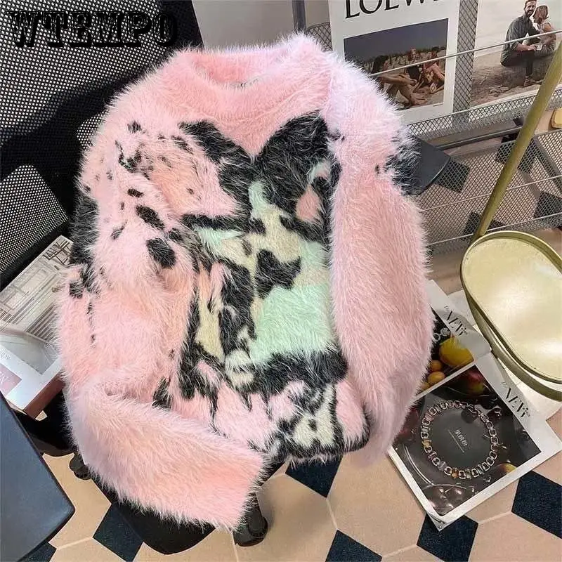 Pink Soft Mohair Knitted Pullover Women Sweater Round Neck Long Sleeve Top Sweet Y2K Loose Pull Jumper Autumn Winter Wholesale
Pink Soft Mohair Knitted Pullover Women Sweater Round Neck Long Sleeve Top Sweet Y2K Loose Pull Jumper Autumn Winter Wholesale