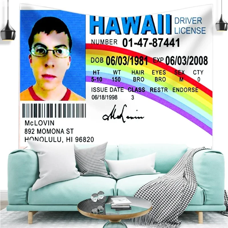 McLovin ID Flag Banner Tapestry Funny Meme Tapestry Aesthetic Decorative Tapestries Wall Hanging Bedroom Sheets Home Room Decor
McLovin ID Flag Banner Tapestry Funny Meme Tapestry Aesthetic Decorative Tapestries Wall Hanging Bedroom Sheets Home Room Decor