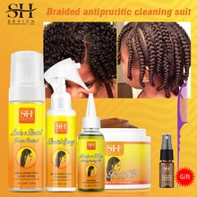 Hot African Curly Hair Braid Gel Anti Itch Cleaning Set for Braided Styling Anti Hair Loss Braid Oil Moisturizing Braiding Gel