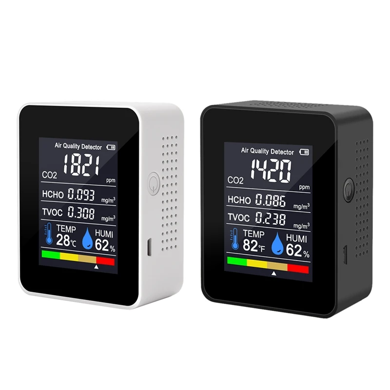 5 In 1 CO2 Meter Digital Temperature Humidity Sensor Tester Air Quality Monitor Carbon Dioxide TVOC HCHO Detector
5 In 1 CO2 Meter Digital Temperature Humidity Sensor Tester Air Quality Monitor Carbon Dioxide TVOC HCHO Detector