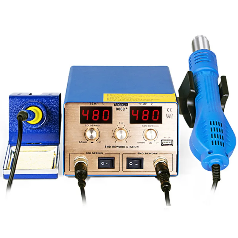 YAOGONG 886D+ Accurate double digital display magnetic sensing intelligent sleep Hot air gun welding platform
YAOGONG 886D+ Accurate double digital display magnetic sensing intelligent sleep Hot air gun welding platform