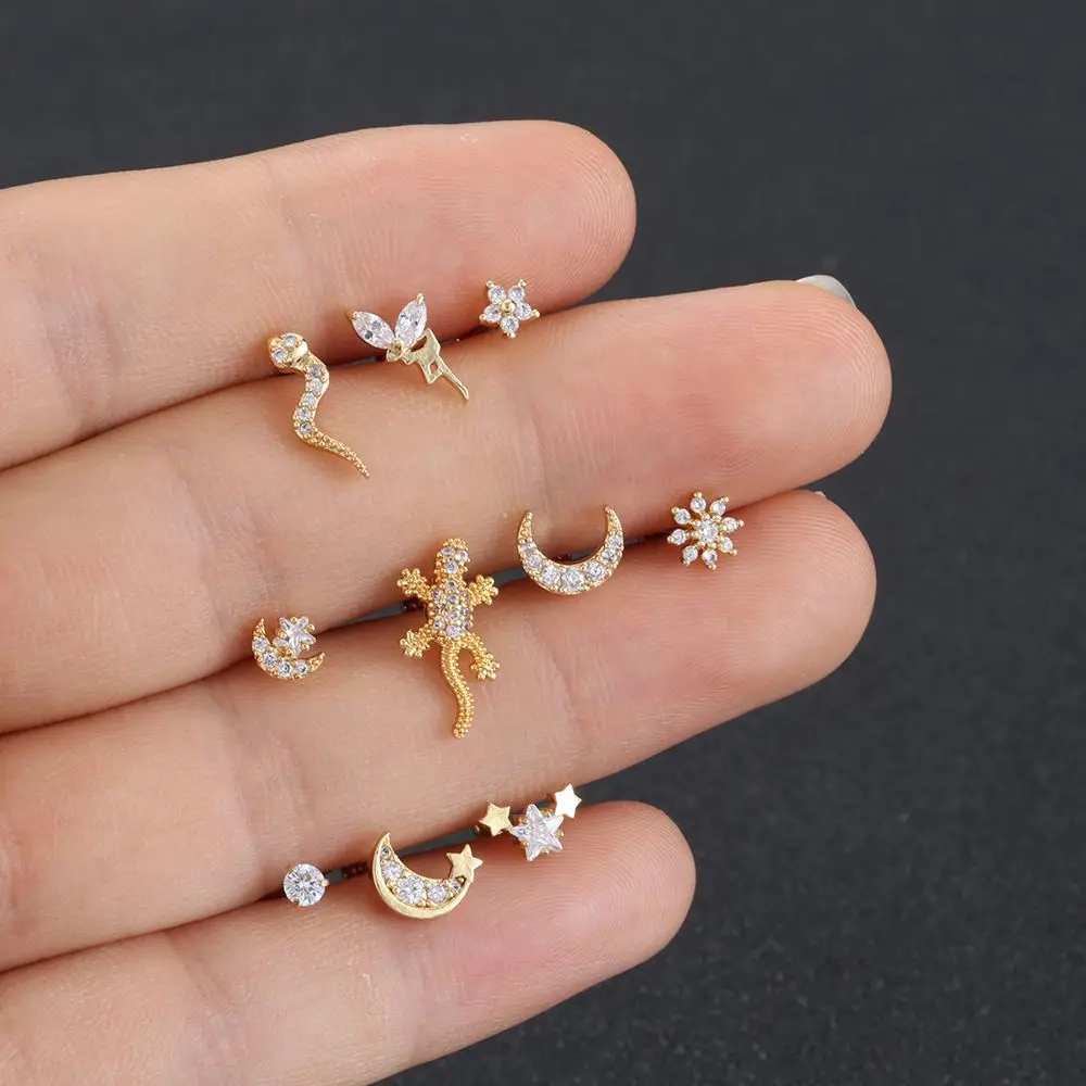 1Pc Mini Gecko Lizard Moon Star Flower Cartilage Ear Stud Stainless Steel Helix Piercing Earring Women Girls Fashion Jewelry Hot
1Pc Mini Gecko Lizard Moon Star Flower Cartilage Ear Stud Stainless Steel Helix Piercing Earring Women Girls Fashion Jewelry Hot