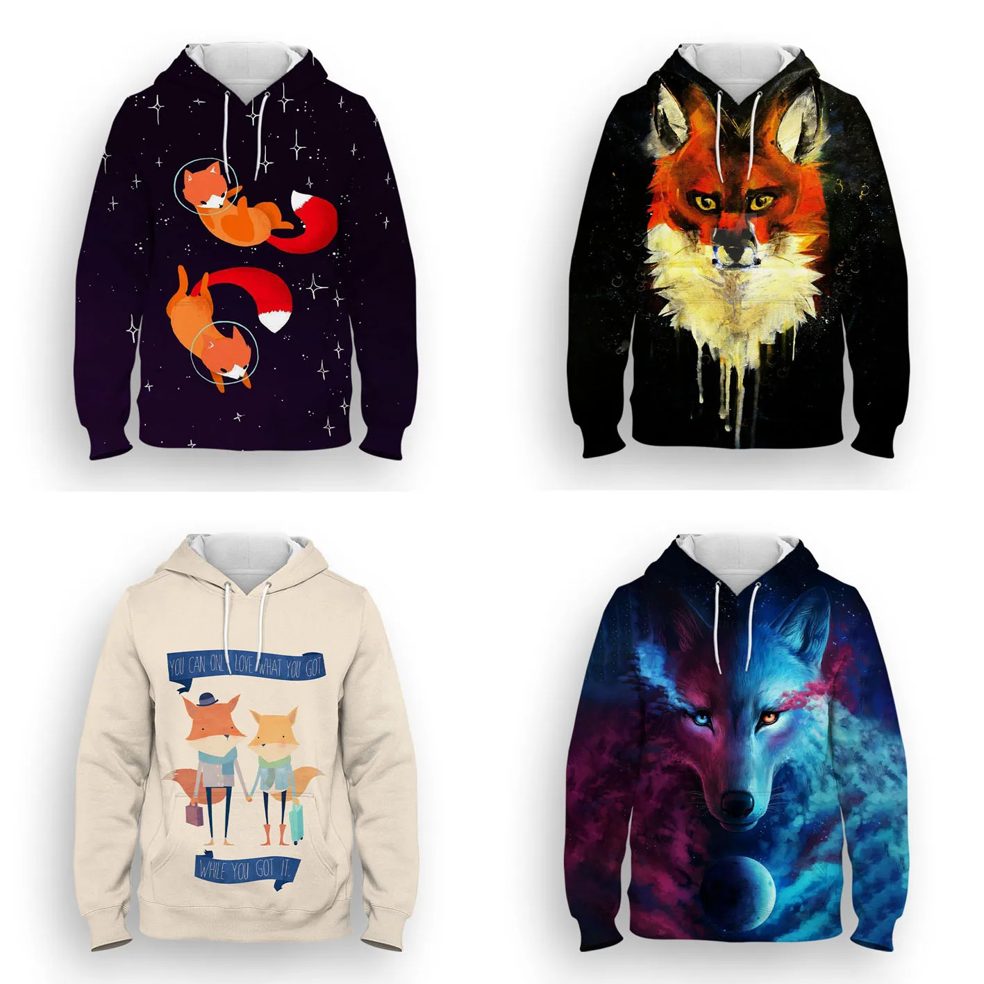 

Women Sweatshirt Homme maison Hoody Men Hooded Cute Fox Pattern 3D Printed Casual Pullovers Animal Long Sleeve Autumn Clothes