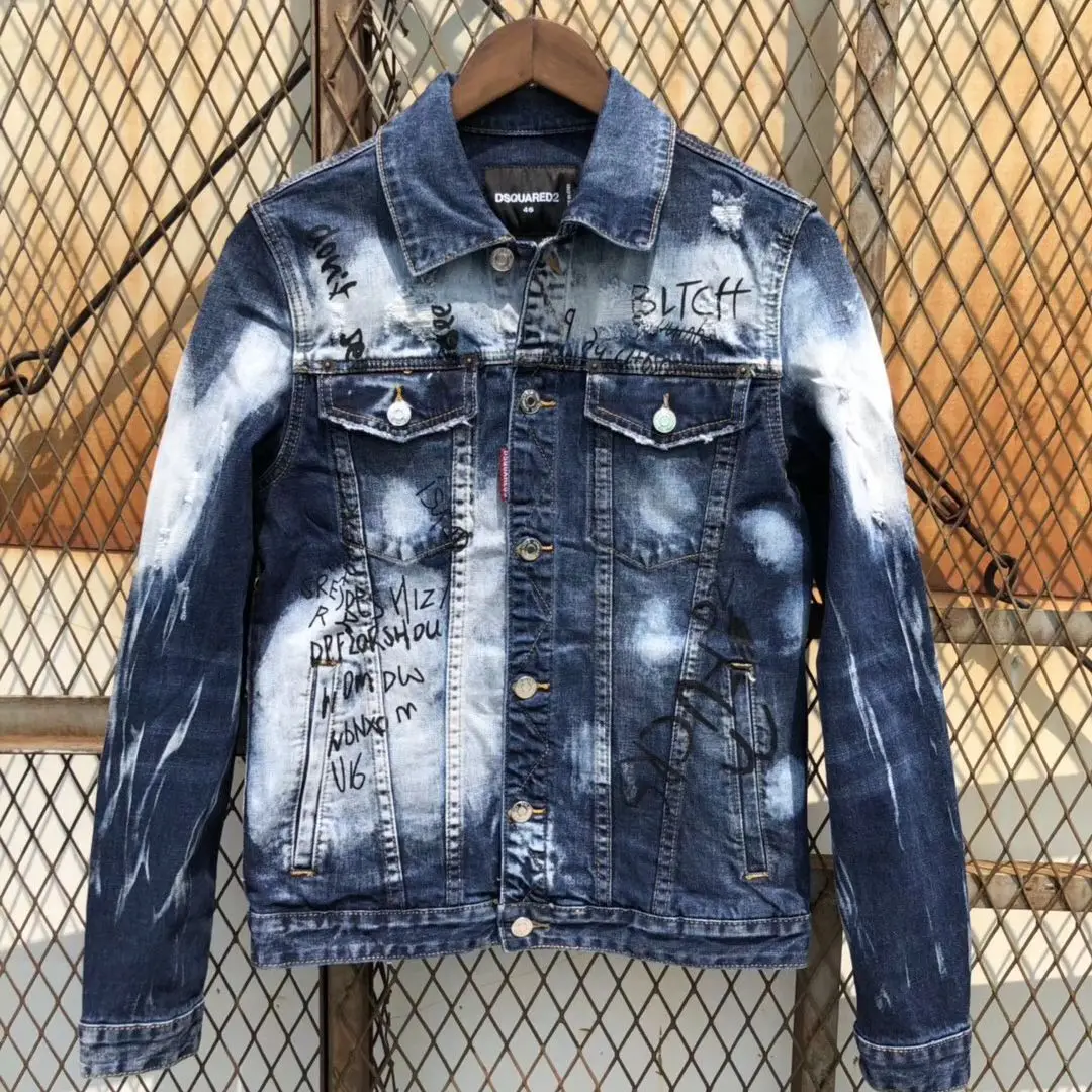 Men Blue Denim Jackets Dsquared2 Italian Luxury Brand Stretch Fit Denim Coats Male Digital Watermark Jeans Jackets Casual Coats
Men Blue Denim Jackets Dsquared2 Italian Luxury Brand Stretch Fit Denim Coats Male Digital Watermark Jeans Jackets Casual Coats