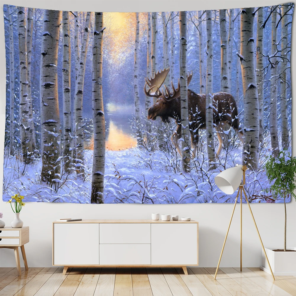 

Forest Tapestry Wall Hanging Woods Hanging Cloth River And Bridge Background Cloth Tapestry Home Decoration Scenery Wall Blanket