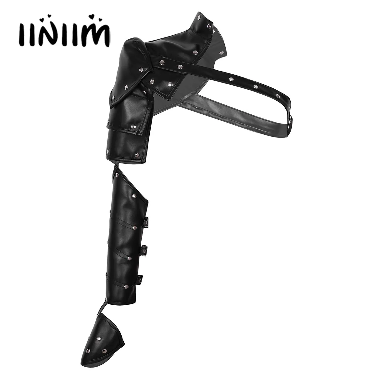 

Gothic Steampunk Style PU Adjustable Metal Rivets Shoulder Armors with Arm Strap Set Medieval Knight Cosplay Costume Accessory