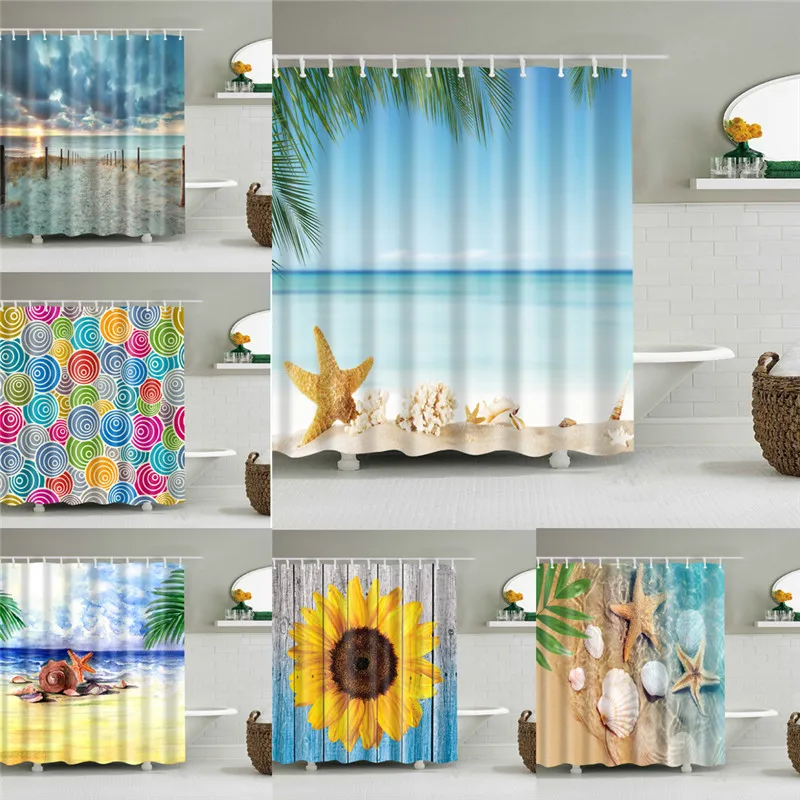 Sea Beach Scene Flowers Printed 3d Bath Curtains Waterproof Polyester Fabric Washable Bathroom Shower Curtain Screen with Hooks
Sea Beach Scene Flowers Printed 3d Bath Curtains Waterproof Polyester Fabric Washable Bathroom Shower Curtain Screen with Hooks