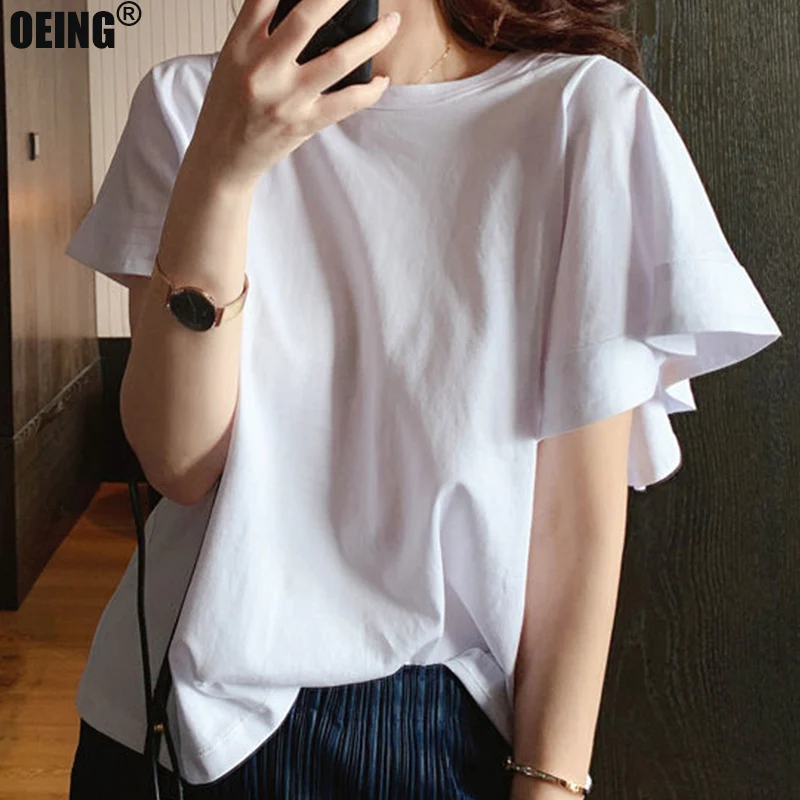 2022 Summer Solid Butterfly Sleeve Round Neck Elegant All-match Women's T-shirt Casual Vintage Top Loose Oversized White T Shirt
2022 Summer Solid Butterfly Sleeve Round Neck Elegant All-match Women's T-shirt Casual Vintage Top Loose Oversized White T Shirt