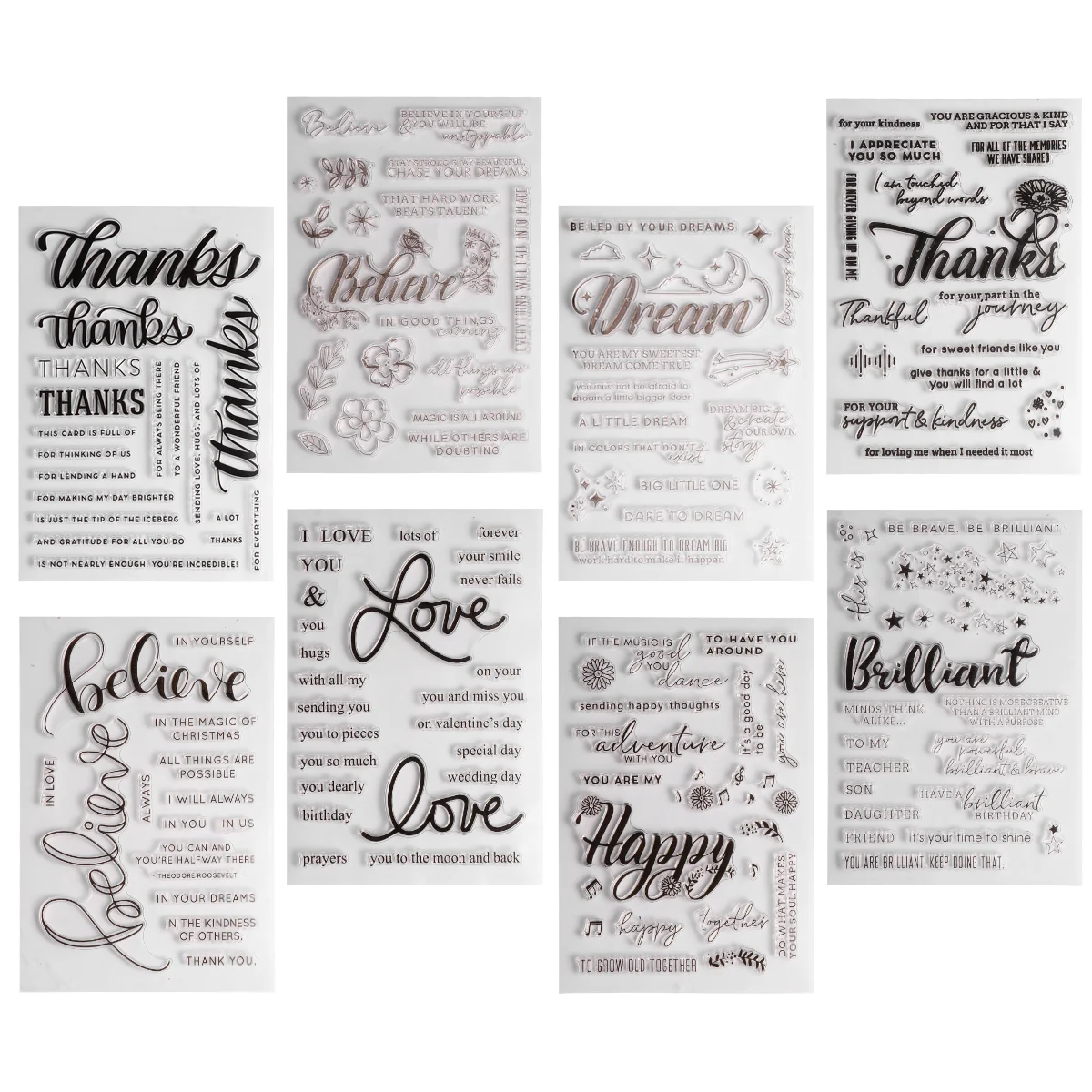 8pcs Transparent Silicone Stampers Clear Stamp DIY Drawing Template Stamper for Scrapbooking Crafts Making (Mixed Style, Black)
8pcs Transparent Silicone Stampers Clear Stamp DIY Drawing Template Stamper for Scrapbooking Crafts Making (Mixed Style, Black)