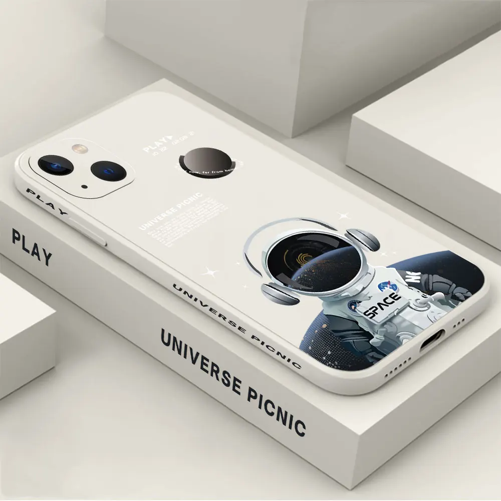 

Astronaut Angel Phone Case For Apple iPhone 14 13 12 11 Pro Max Mini 8 7 6 6S X XR XS SE Plus Cover Liquid Silicone Fundas Cqoue