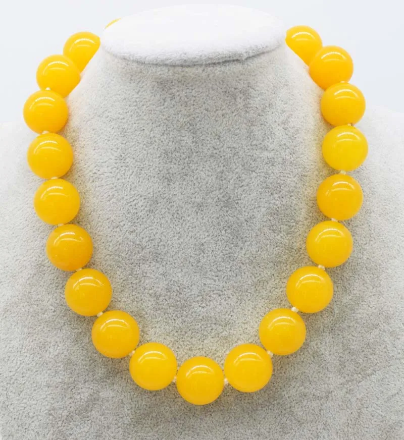 

yellow jade round 18mm 20mm necklace 17inch nature wholesale beads big size