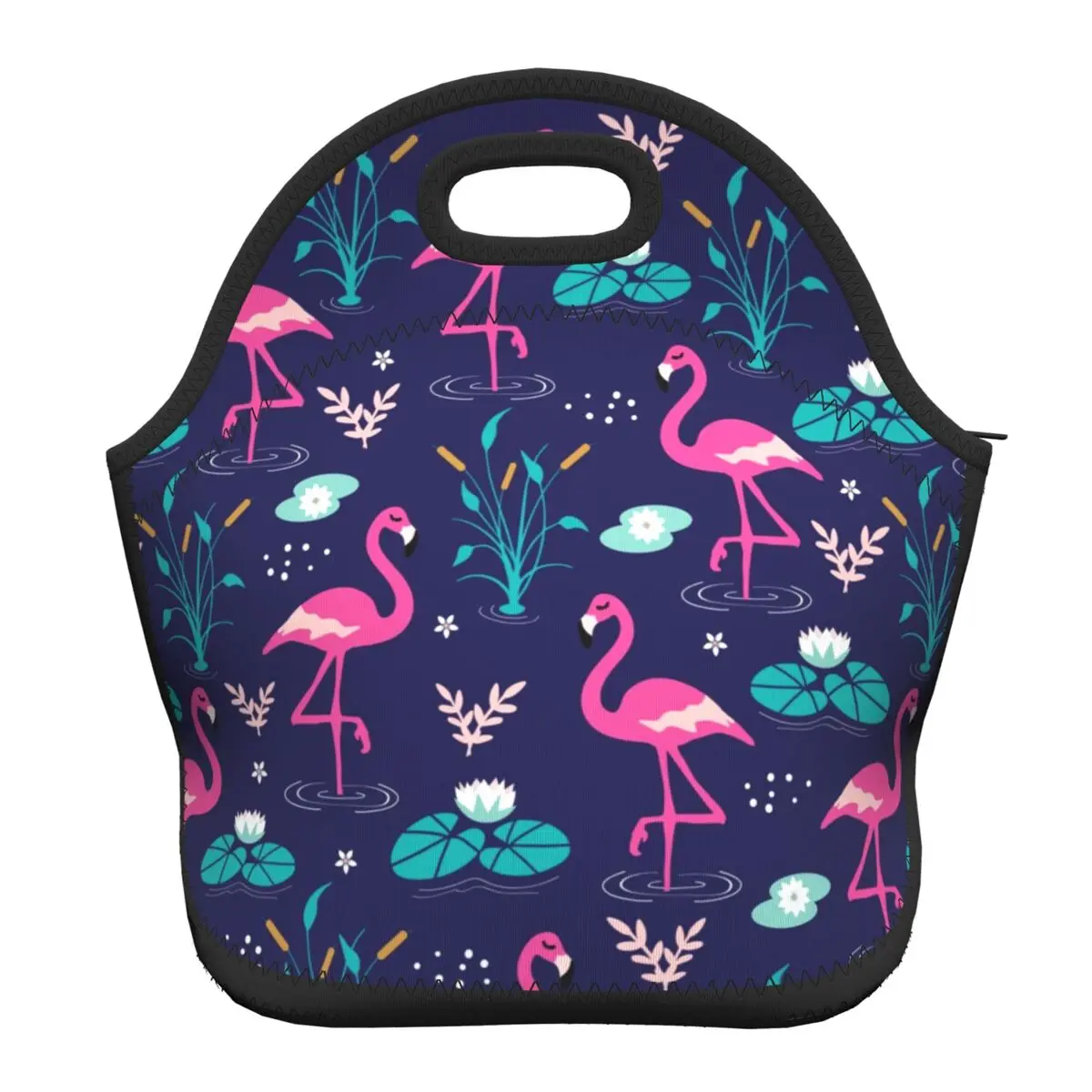 

Неопреновая сумка для обеда с симпатичным Фламинго На Заказ, бесшовный узор, для мужчин и женщин, теплое охлаждение, изолированный Ланч-бокс для детей, школьников