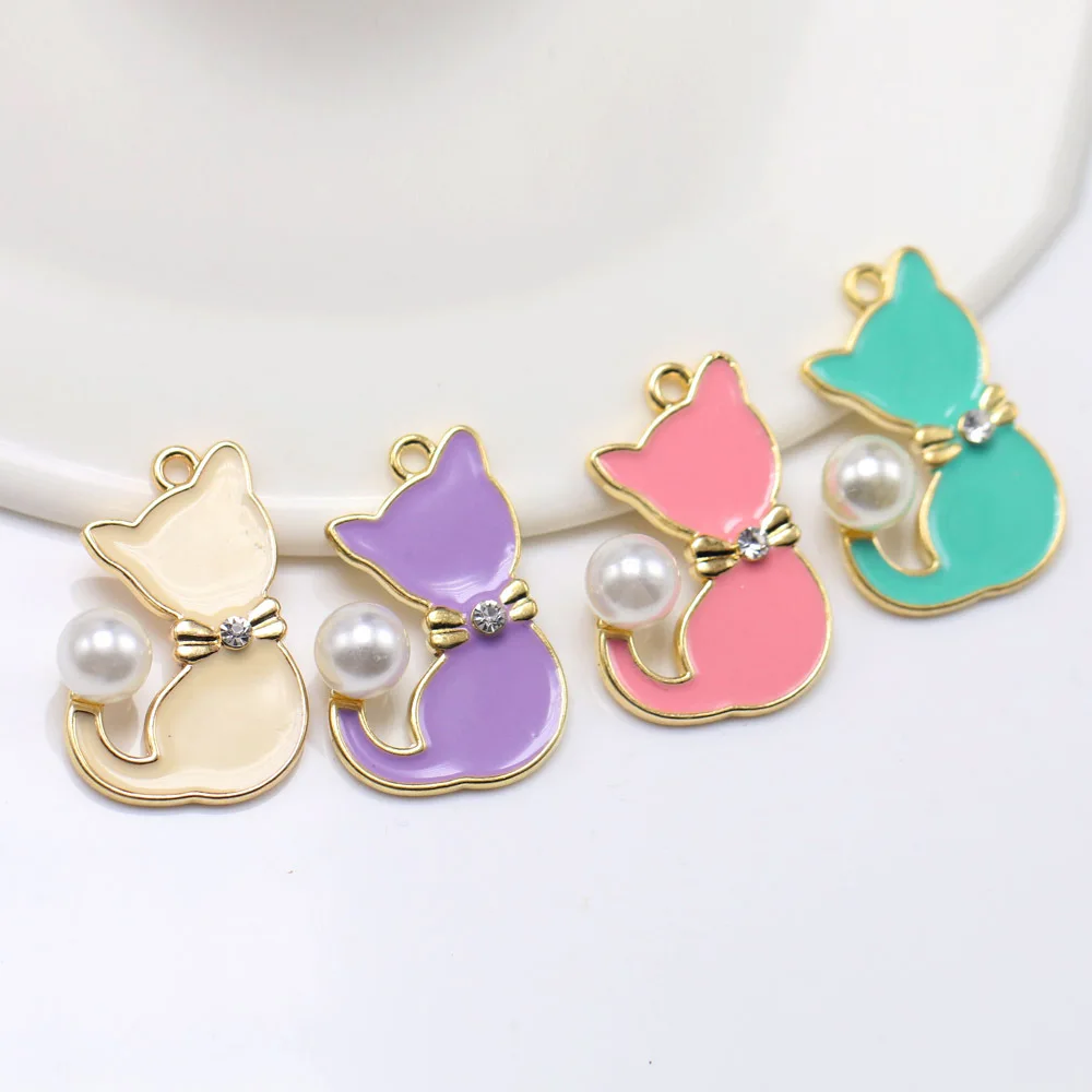 WZNB 10Pcs Enamels Cat Charms for Jewelry Making Pearl Tail Alloy Pendant Diy Earring Necklace Handmade Accessories Wholesale
WZNB 10Pcs Enamels Cat Charms for Jewelry Making Pearl Tail Alloy Pendant Diy Earring Necklace Handmade Accessories Wholesale