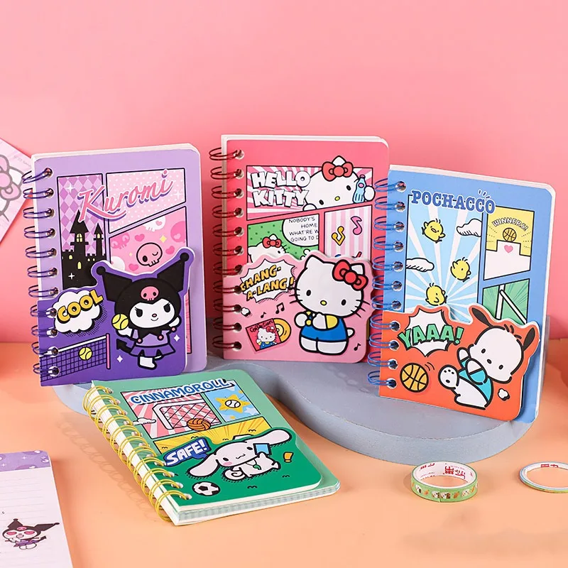 

Sanrio Kawaii Hello Kitty книжка Kuromi мультфильм милый A6 60 страниц ретро полосатый блокнот студент Ins аниме школьные принадлежности подарок