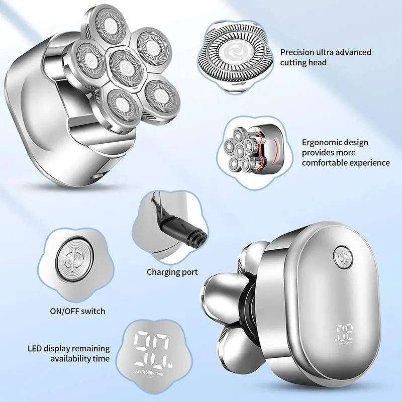 6 лезвий, цифровой дисплей, Аккумуляторный бритвенный станок для волос и бороды, Мужская электрическая бритва, Машинка для сухого и влажного бритья лица 
6 лезвий, цифровой дисплей, Аккумуляторный бритвенный станок для волос и бороды, Мужская электрическая бритва, Машинка для сухого и влажного бритья лица