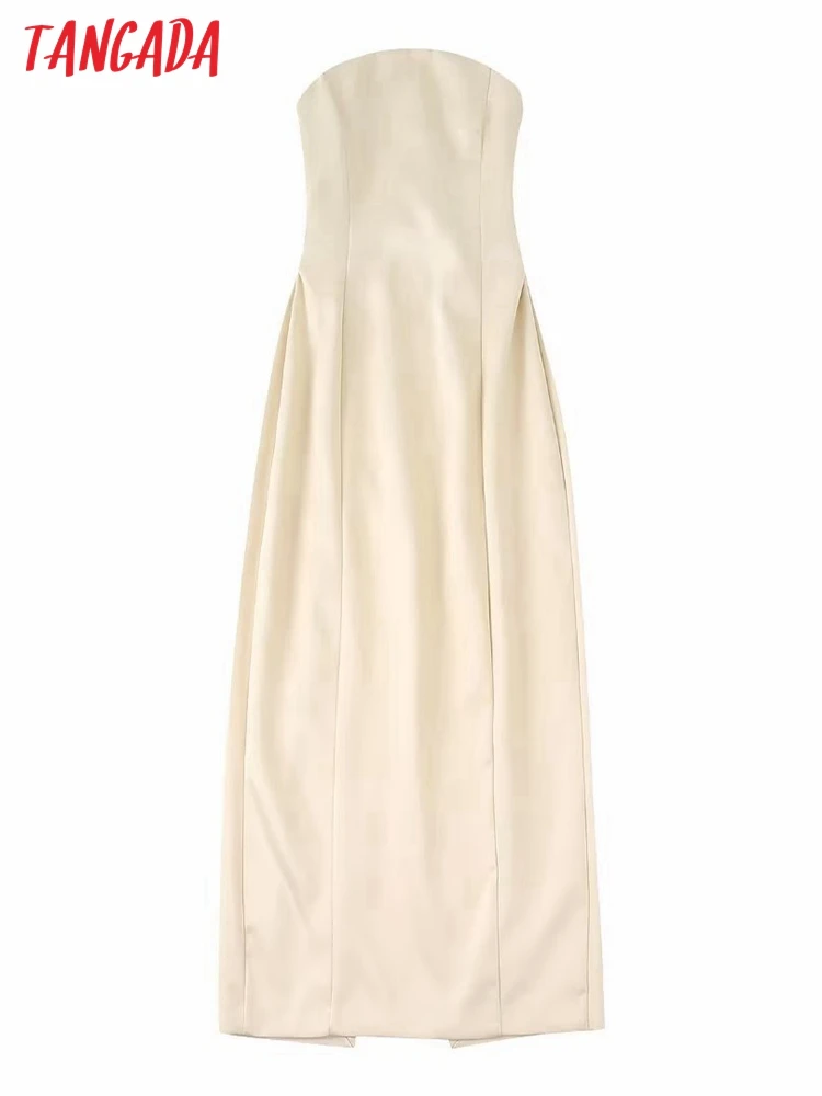 Tangada 2022 Women Strapless Satin Dress Sleeveless Backless Fashion Lady Party Dresses BE770 
Tangada 2022 Women Strapless Satin Dress Sleeveless Backless Fashion Lady Party Dresses BE770