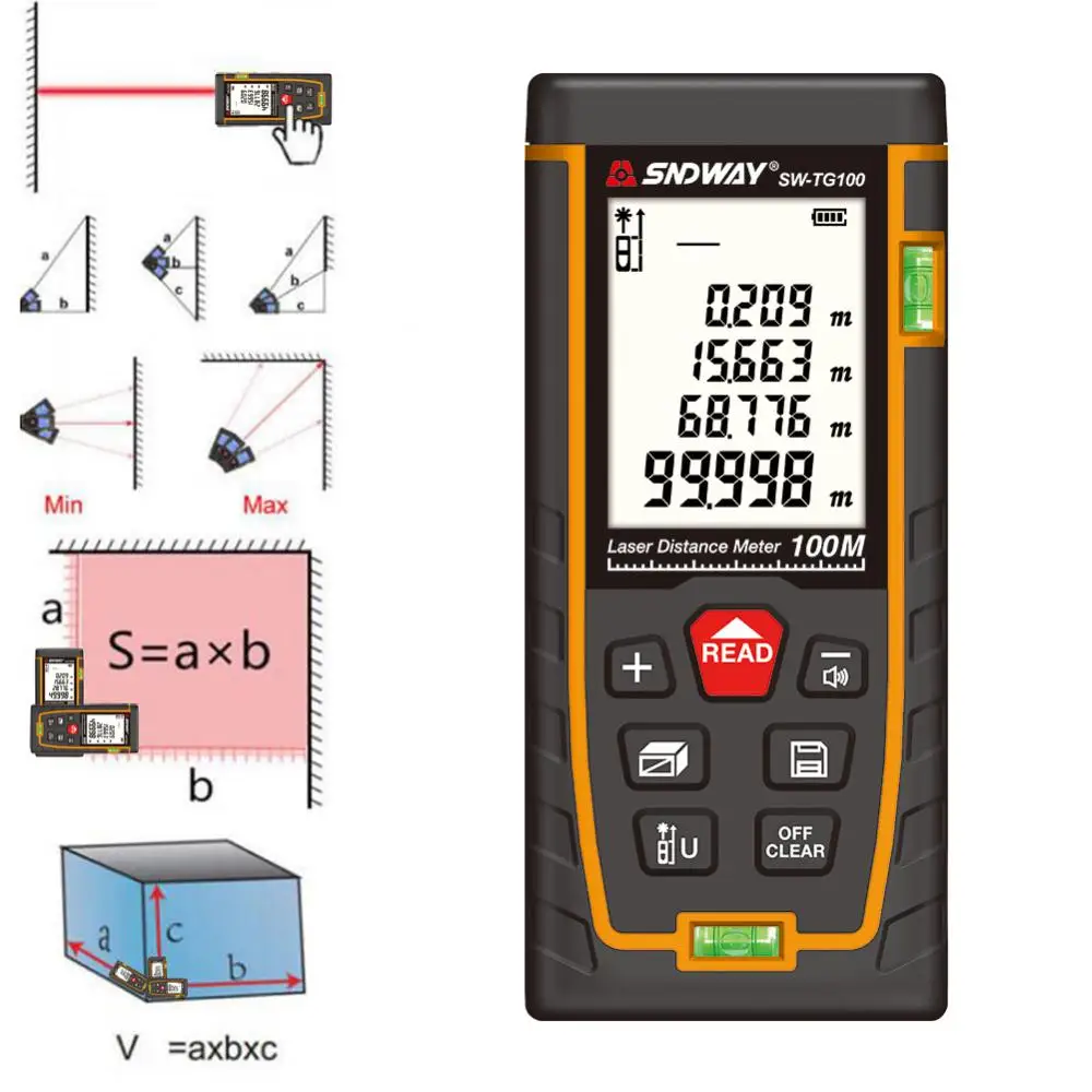 Laser Distance Meter High Precision 40M 50M 60M 70M 80M 100M 120M Laser Rangefinder Trena Measure Tape Construction Tools
Laser Distance Meter High Precision 40M 50M 60M 70M 80M 100M 120M Laser Rangefinder Trena Measure Tape Construction Tools