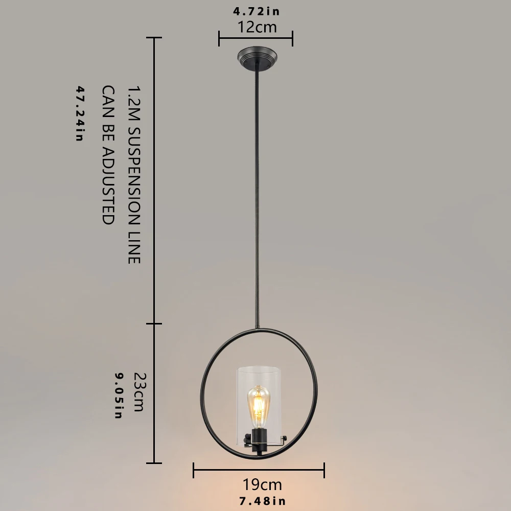 Iron Hanging Lamps E26 E27 LED Incandescent Bulds Pendant Lights Adjustable Iron Pipe Length Transparent Glass Lampshade
Iron Hanging Lamps E26 E27 LED Incandescent Bulds Pendant Lights Adjustable Iron Pipe Length Transparent Glass Lampshade