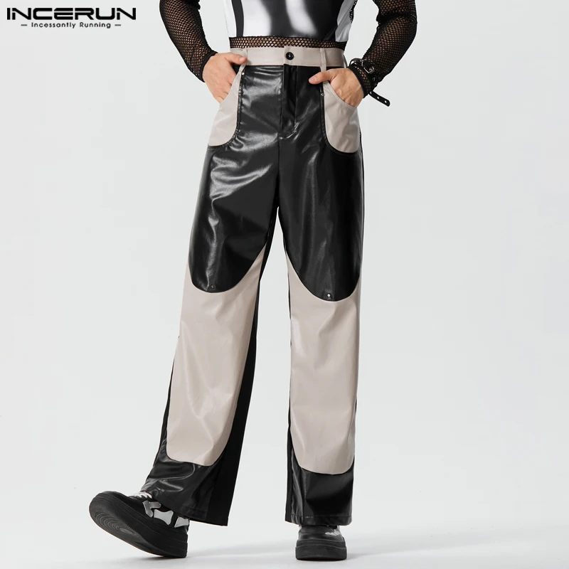 2023 Men Pants PU Leather Patchwork Button Pockets Joggers Casual Straight Trousers Men Streetwear Fashion Long Pants INCERUN
2023 Men Pants PU Leather Patchwork Button Pockets Joggers Casual Straight Trousers Men Streetwear Fashion Long Pants INCERUN