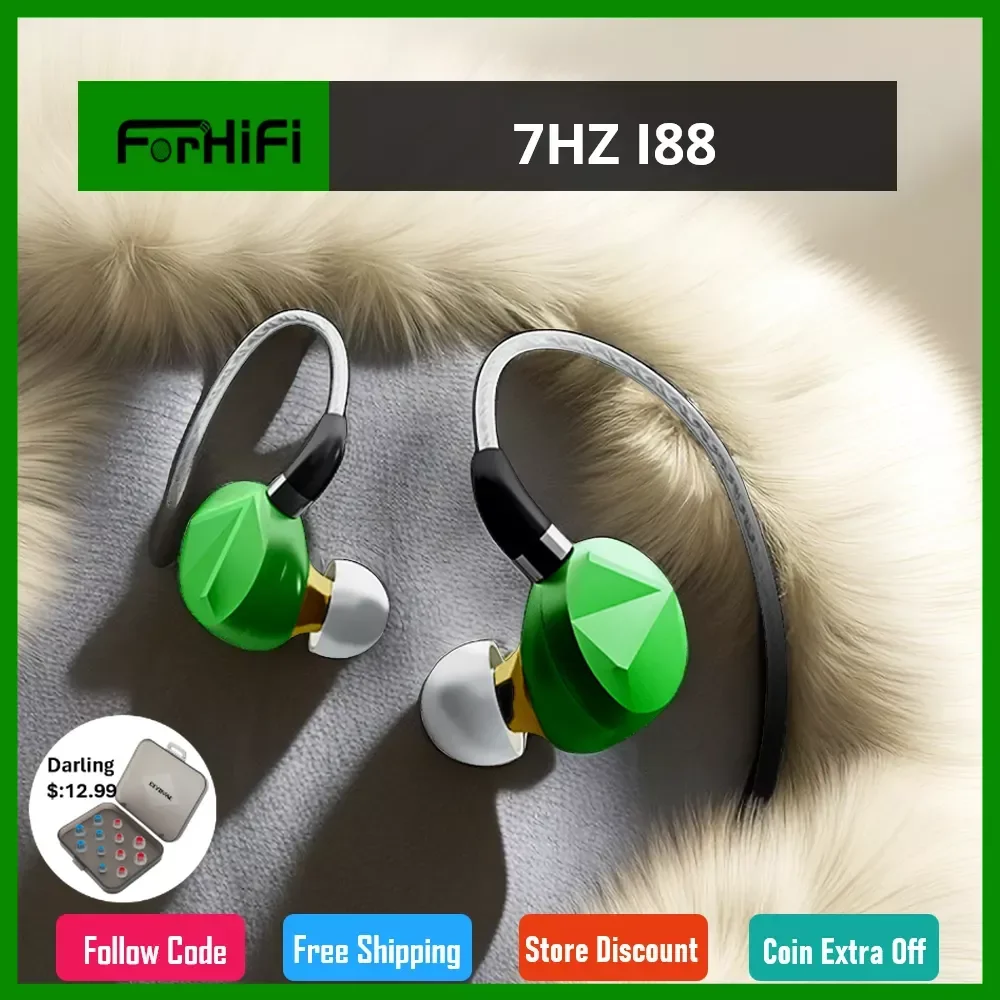 

7HZ I88 10mm PAR Diaphragm HiFi In-Ear Earphones With MMCX Detachable Cable Seven Hertz i-88
