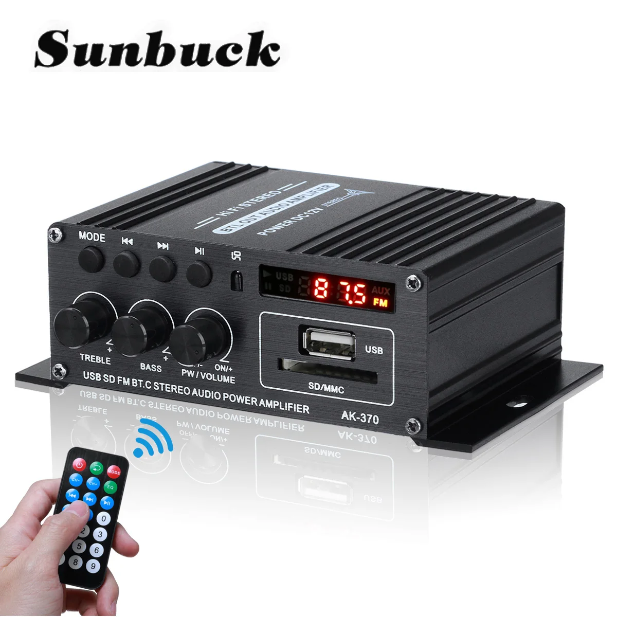 AK370 400W Home Digital Amplifiers Audio 12V 110-240V Bass Audio Power bluetooth Amplifier Hifi FM Auto Music Subwoofer Speakers
AK370 400W Home Digital Amplifiers Audio 12V 110-240V Bass Audio Power bluetooth Amplifier Hifi FM Auto Music Subwoofer Speakers