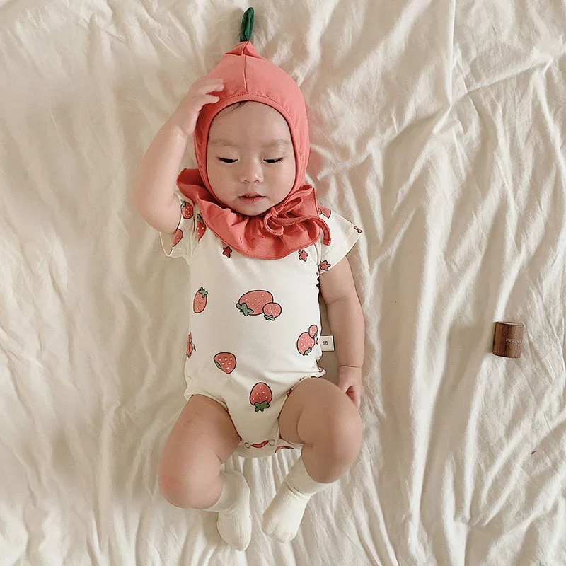 MILANCEL 2022 Summer Baby Clothing Toddler Cute Strawberry Print Lapel Bodysuit with Hat Infant One Piece
MILANCEL 2022 Summer Baby Clothing Toddler Cute Strawberry Print Lapel Bodysuit with Hat Infant One Piece