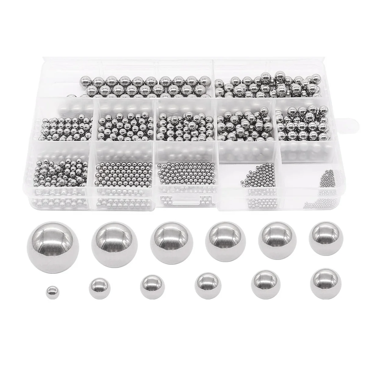 600Pcs 12 Size Stainless Steel Precision Steel Balls 1-8mm Metric Bicycle Bearing Balls Assortment Kit Mixing Balls
600Pcs 12 Size Stainless Steel Precision Steel Balls 1-8mm Metric Bicycle Bearing Balls Assortment Kit Mixing Balls