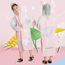 Kawaii Sanrios Cinnamoroll Student Child Poncho Extended Safety Reflective Strip Cute Cartoon Raincoat with Bag Rain Gear