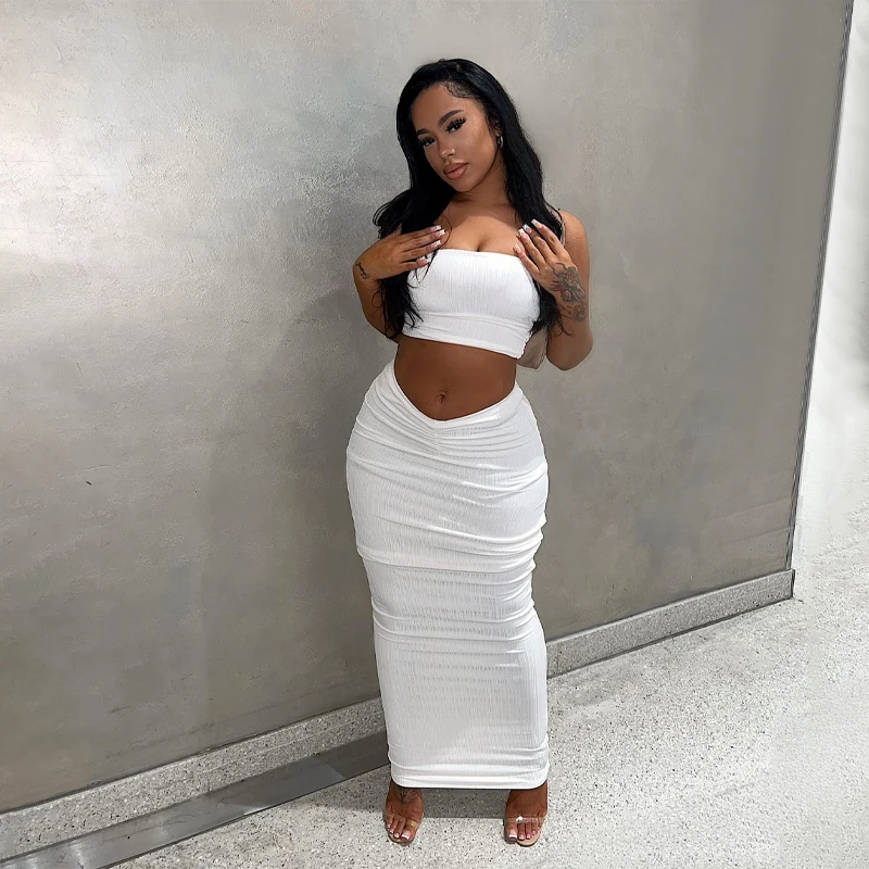 Solid Strapless Tube Crop Top Ruched Maxi Dress 2 Pieces Bodycon 2022 Summer Women Outfit Streetwear Party Y2K Vendor
Solid Strapless Tube Crop Top Ruched Maxi Dress 2 Pieces Bodycon 2022 Summer Women Outfit Streetwear Party Y2K Vendor