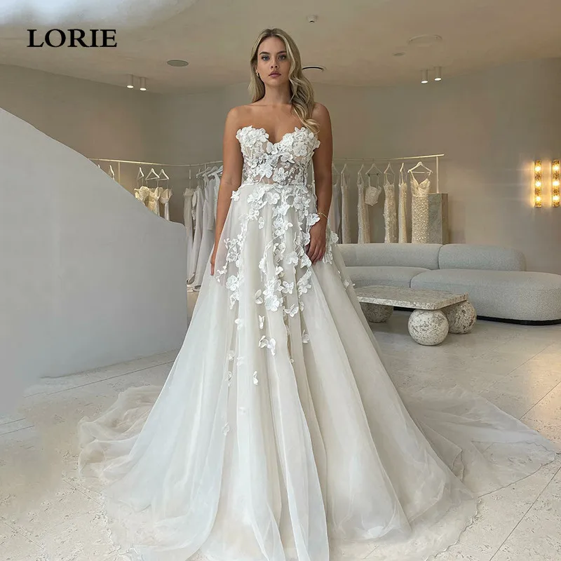 LORIE 3D Lace Flowers Wedding Dresses A Line Beach Sweetheart Neck Bride Dress Appliqued Lace Puffy Tulle Party Gowns 2023
LORIE 3D Lace Flowers Wedding Dresses A Line Beach Sweetheart Neck Bride Dress Appliqued Lace Puffy Tulle Party Gowns 2023