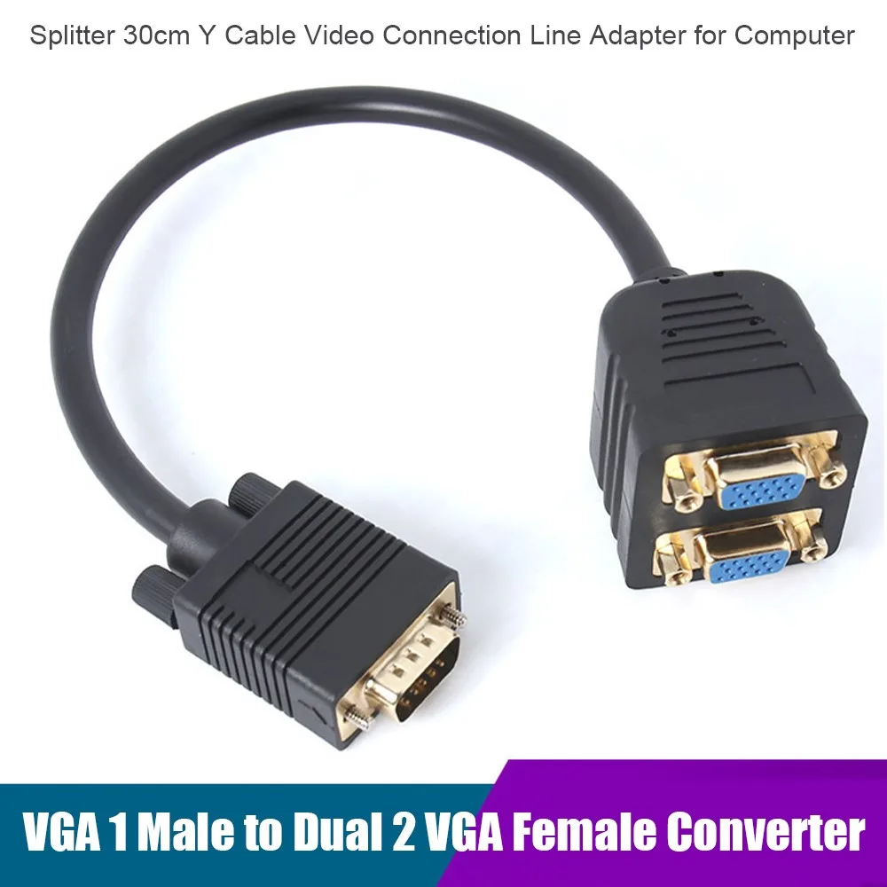 VGA 1 Male to Dual 2 VGA Female Converter Splitter 30cm Y Cable Video Connection Line Adapter for Computer
VGA 1 Male to Dual 2 VGA Female Converter Splitter 30cm Y Cable Video Connection Line Adapter for Computer