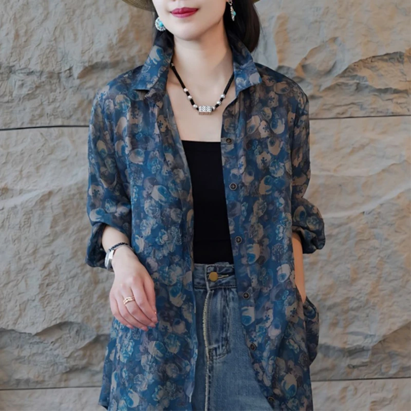 Long Sleeve Shirts for Women Spring Summer Midi Blouse Bohemian Lapel Floral Button Printing Casual Stylish Elegant Tops
Long Sleeve Shirts for Women Spring Summer Midi Blouse Bohemian Lapel Floral Button Printing Casual Stylish Elegant Tops