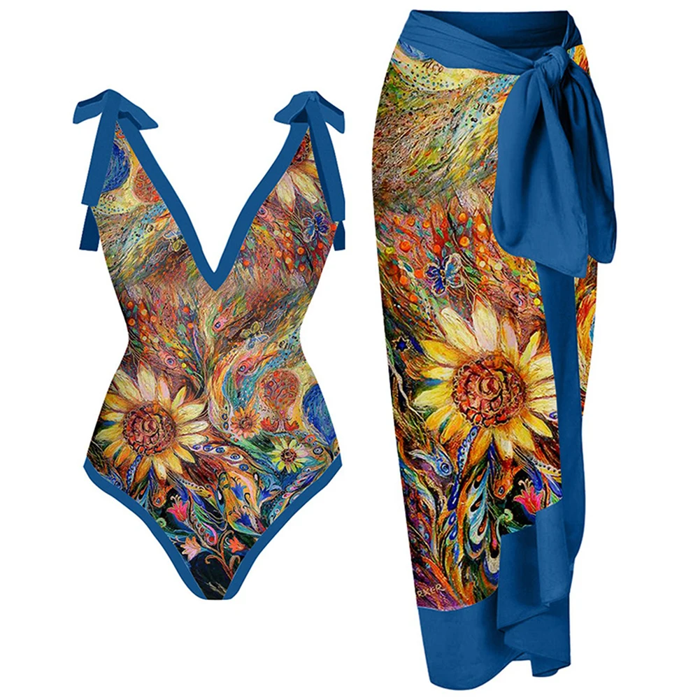 Beach Bathing Suit with Dress Sunflower Swimming Bodysuit 2-Piece Women Printed Lace Up Breathable Conservative for Water Sports
Beach Bathing Suit with Dress Sunflower Swimming Bodysuit 2-Piece Women Printed Lace Up Breathable Conservative for Water Sports