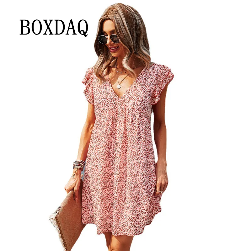 Summer Women Dresses Casual Sexy V-neck Short Sleeve Print Dress Elegant Loose Chiffon Mini Dresses Ladies Beach Party Vestidos
Summer Women Dresses Casual Sexy V-neck Short Sleeve Print Dress Elegant Loose Chiffon Mini Dresses Ladies Beach Party Vestidos